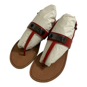 Coach Gracie Semi-Matte Calf Leather T-Strap Sandals Carmine Womens 6.5 NEW